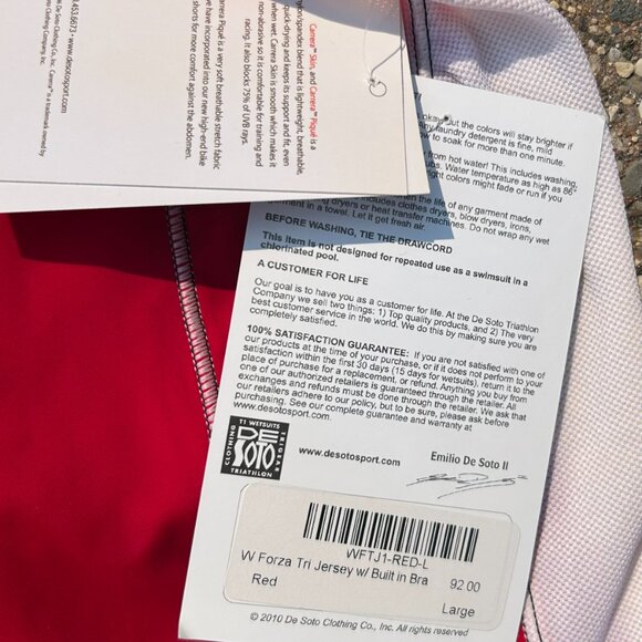 De Soto Triathlon Top and Bottom New With Tags Women Sz L Deadstock - Picture 7 of 9